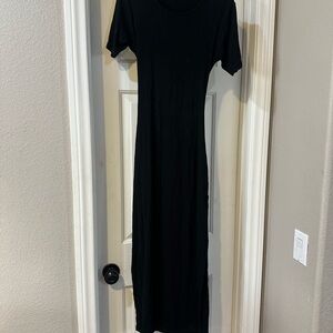 LNA Black Midi Open Back T-Shirt Dress